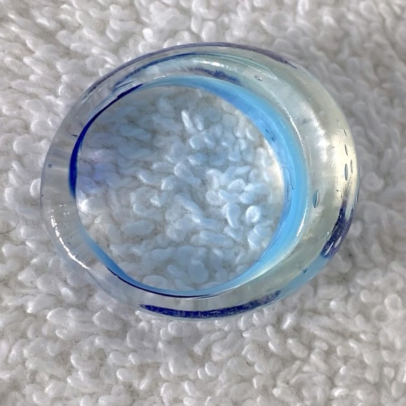 Vintage Art Glass Handmade Blue Band Ring - Picture 7 of 11